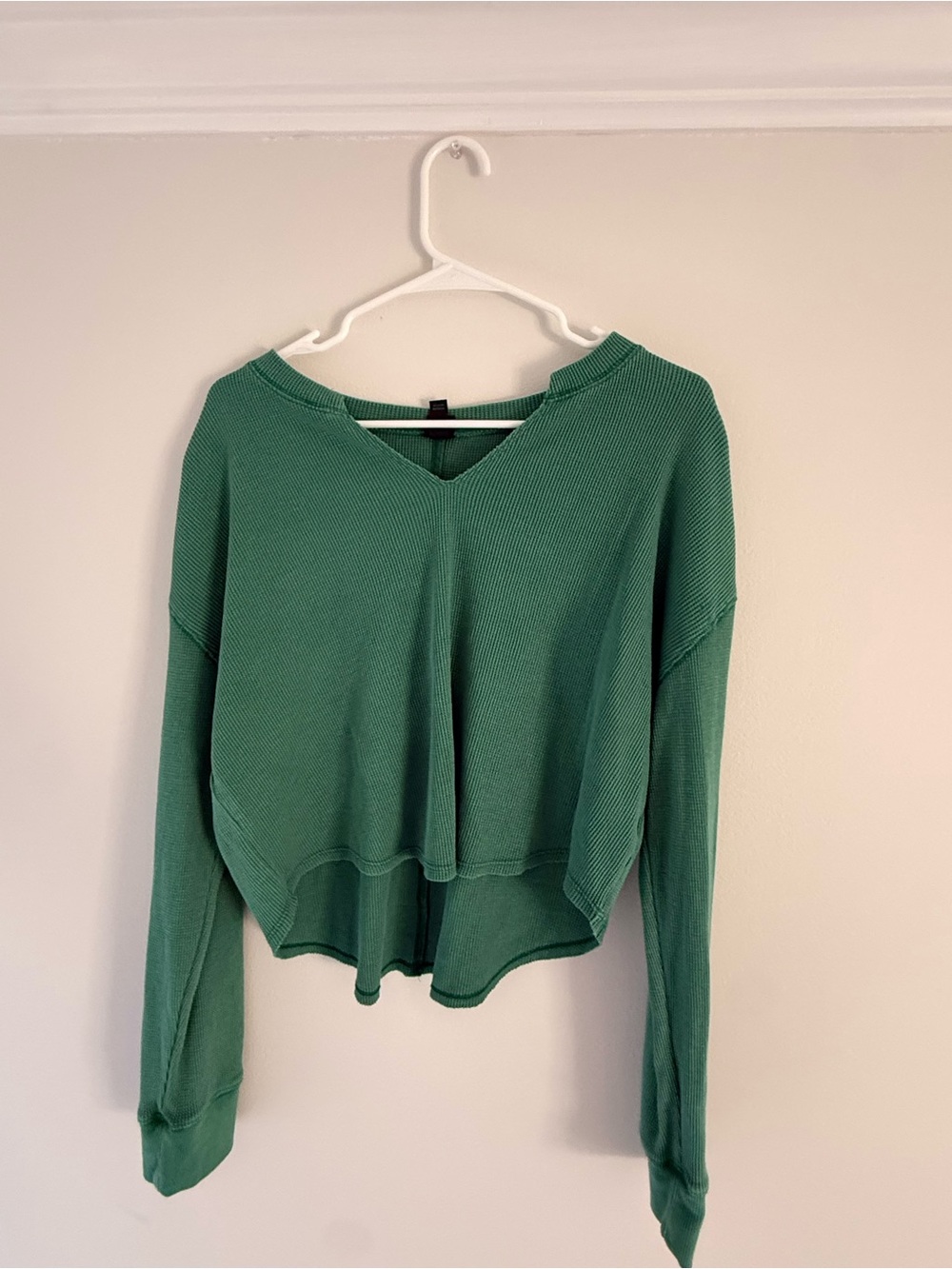 Wild fable Green V-Neck Waffle Knit Pullover